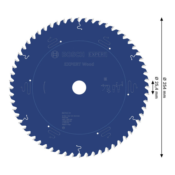 Bosch EXPERT Lame de scie circulaire bois, 254x25,4 mm, Z60