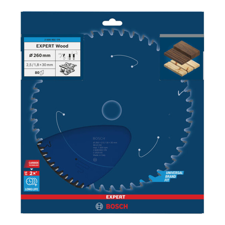Bosch EXPERT Lame de scie circulaire bois, 260x30 mm, Z80