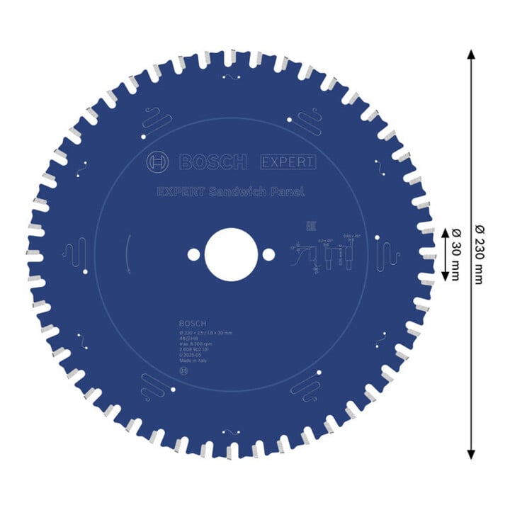 Bosch EXPERT Lame de scie circulaire en acier, 230x30 mm, Z48