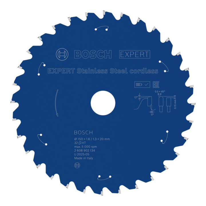 Bosch EXPERT Lame de scie circulaire en acier inoxydable, 150x20 mm, Z32