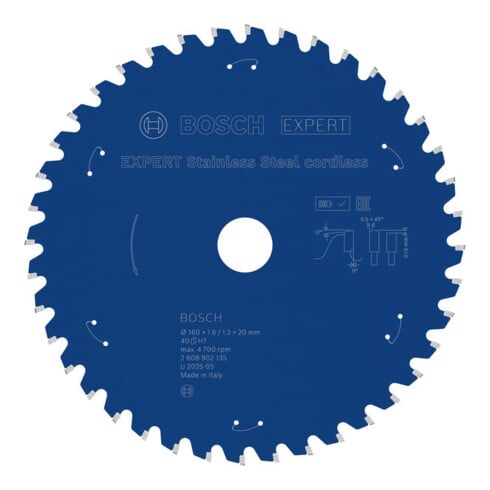Bosch EXPERT Lame de scie circulaire en acier inoxydable, 160x20 mm, Z40