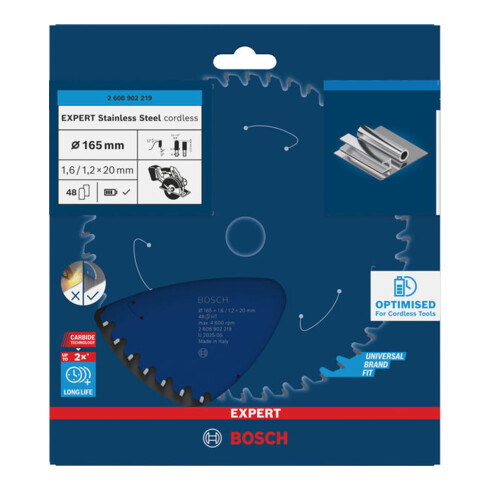 Bosch EXPERT Lame de scie circulaire en acier inoxydable, 165x20 mm, Z48
