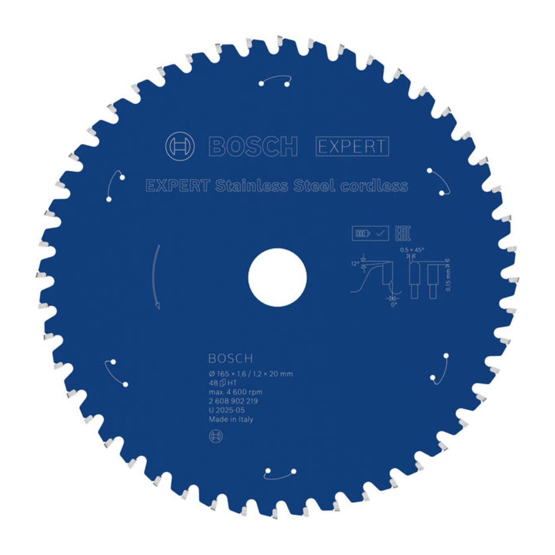 Bosch EXPERT Lame de scie circulaire en acier inoxydable, 165x20 mm, Z48