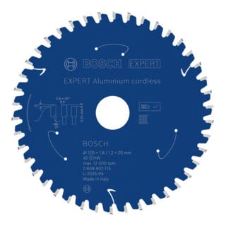 Bosch EXPERT Lame de scie circulaire en aluminium, 120x20 mm, Z42