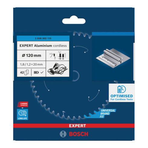 Bosch EXPERT Lame de scie circulaire en aluminium, 120x20 mm, Z42