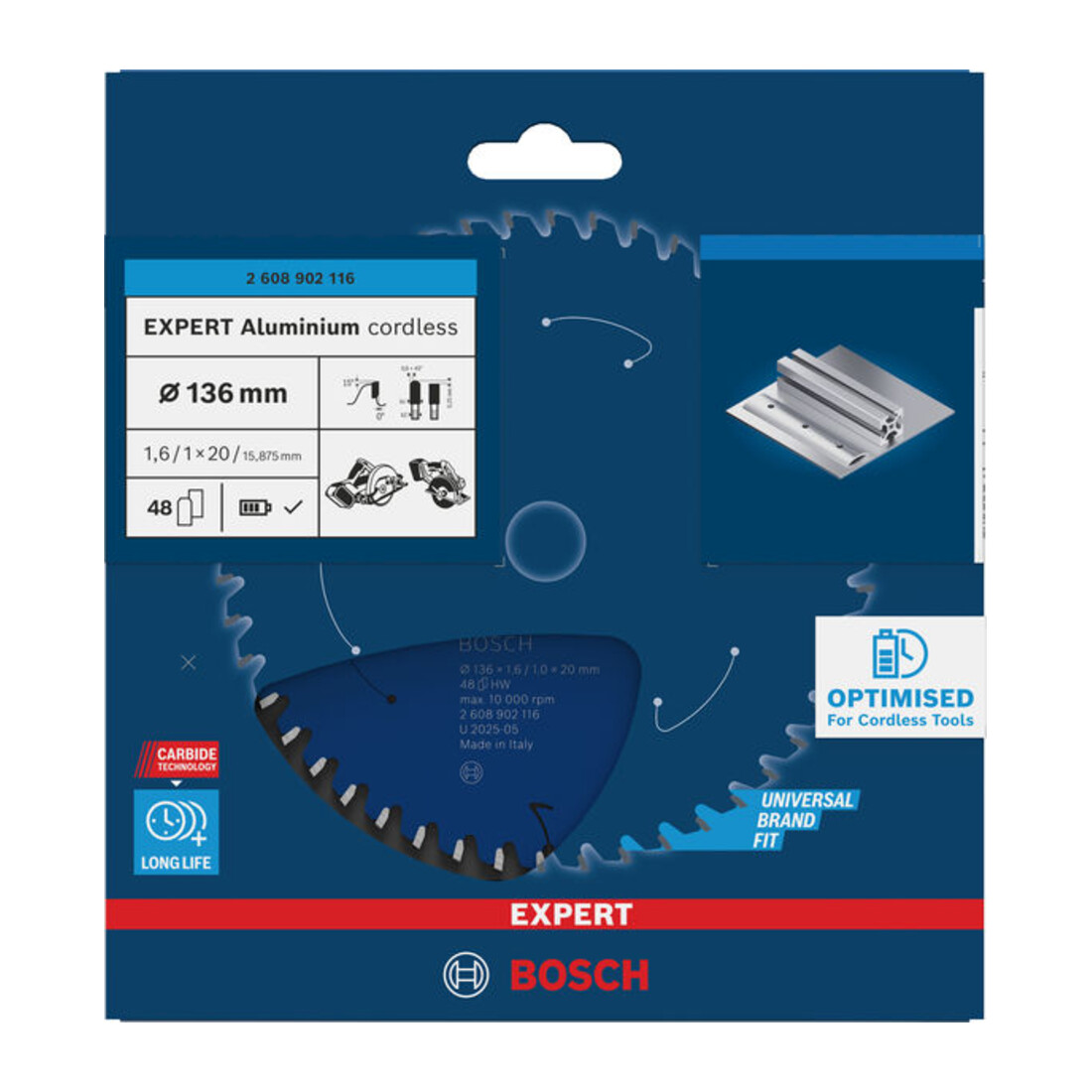 Bosch EXPERT Lame de scie circulaire en aluminium, 136x20 mm, Z48