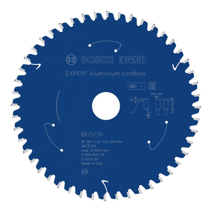 Bosch EXPERT Lame de scie circulaire en aluminium, 136x20 mm, Z48