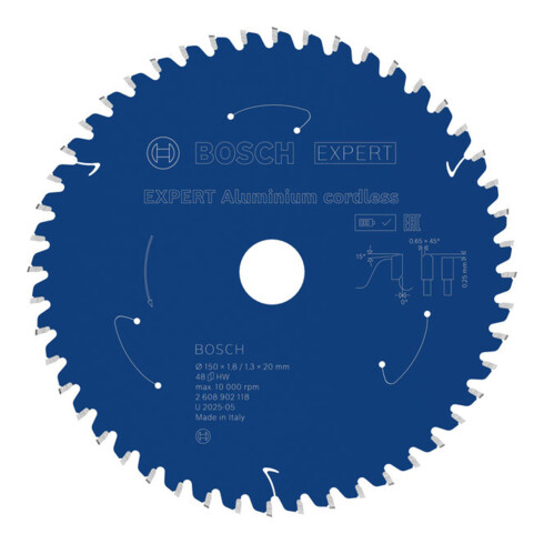 Bosch EXPERT Lame de scie circulaire en aluminium, 150x20 mm, Z48