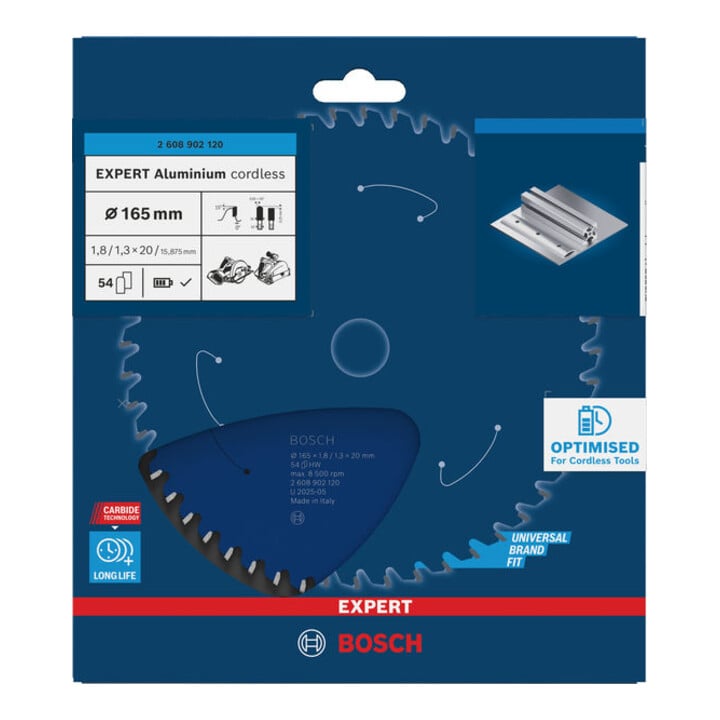 Bosch EXPERT Lame de scie circulaire en aluminium, 165x20 mm, Z54