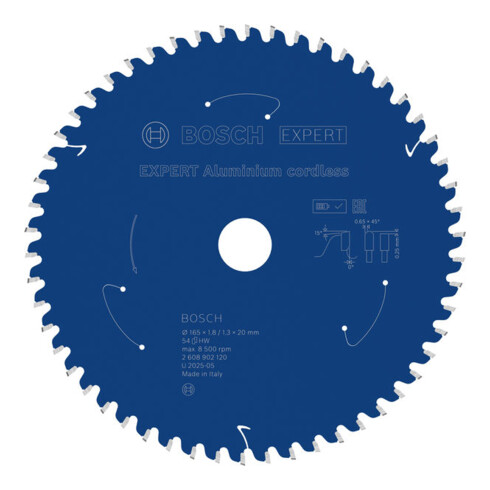 Bosch EXPERT Lame de scie circulaire en aluminium, 165x20 mm, Z54