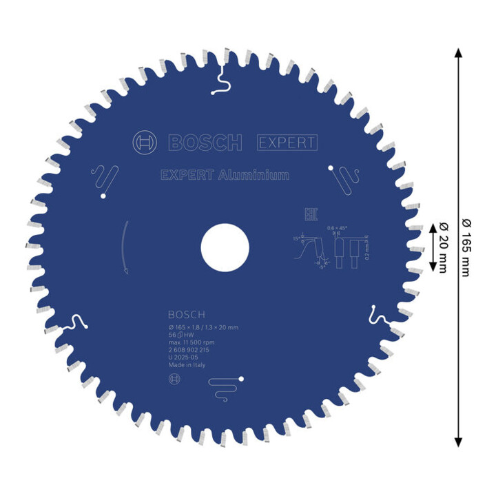Bosch EXPERT Lame de scie circulaire en aluminium, 165x20 mm, Z56