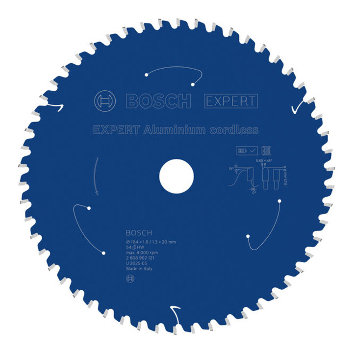 Bosch EXPERT Lame de scie circulaire en aluminium, 184x20 mm, Z54