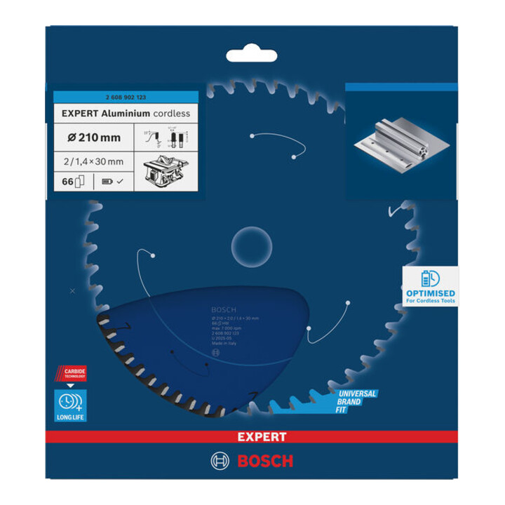 Bosch EXPERT Lame de scie circulaire en aluminium, 210x30 mm, Z66