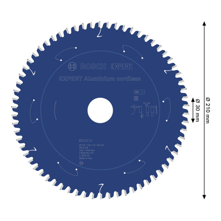 Bosch EXPERT Lame de scie circulaire en aluminium, 210x30 mm, Z66