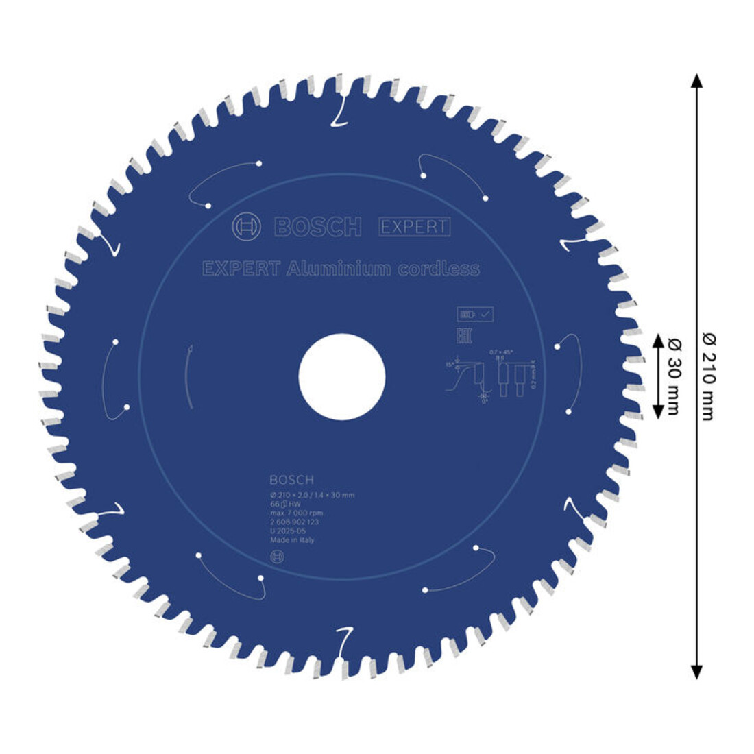 Bosch EXPERT Lame de scie circulaire en aluminium, 210x30 mm, Z66