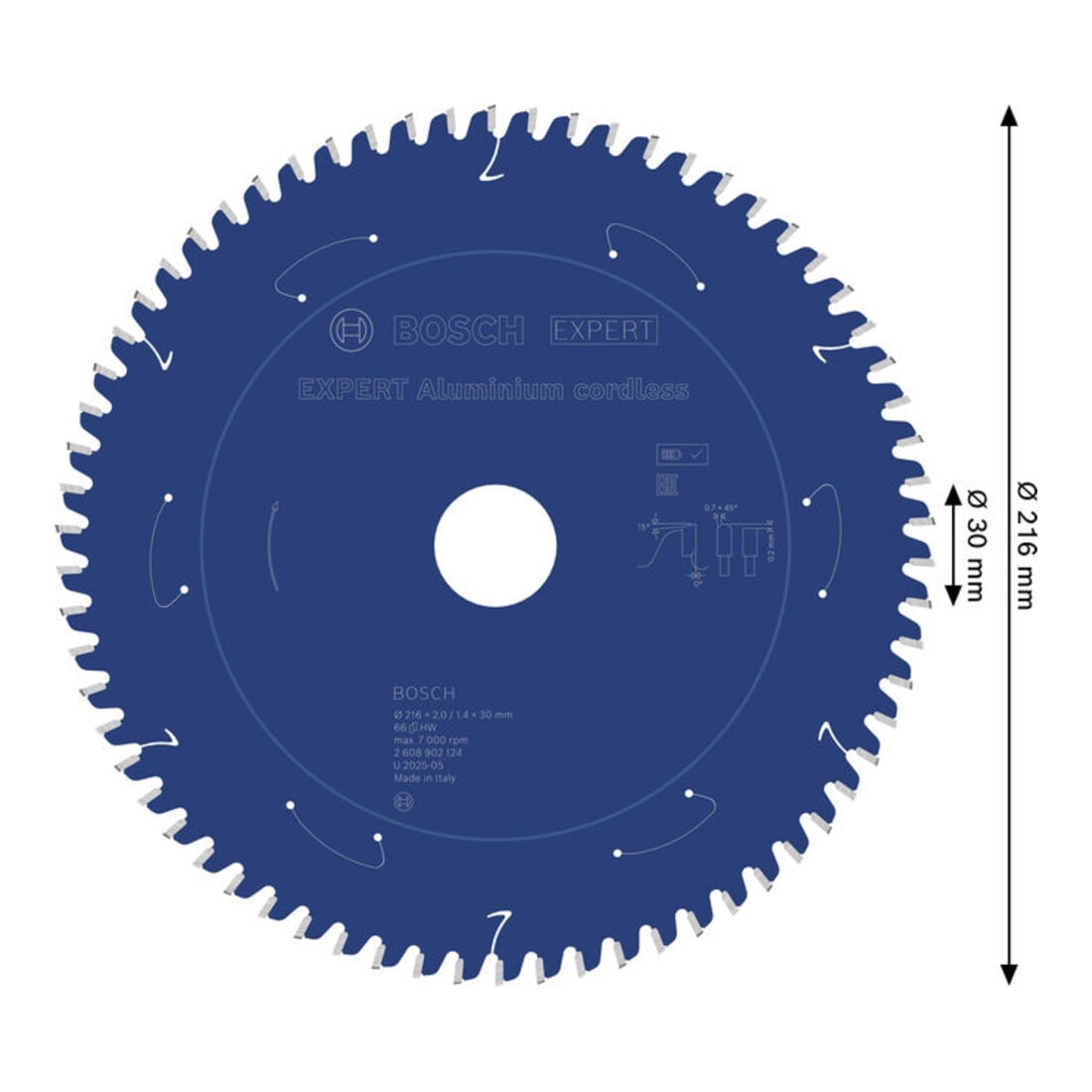 Bosch EXPERT Lame de scie circulaire en aluminium, 216x30 mm, Z66