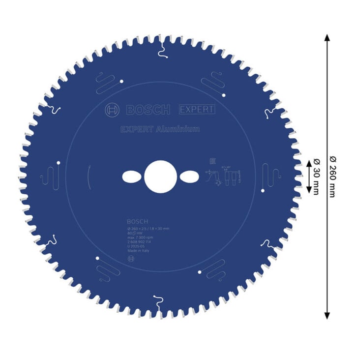 Bosch EXPERT Lame de scie circulaire en aluminium, 260x30 mm, Z80