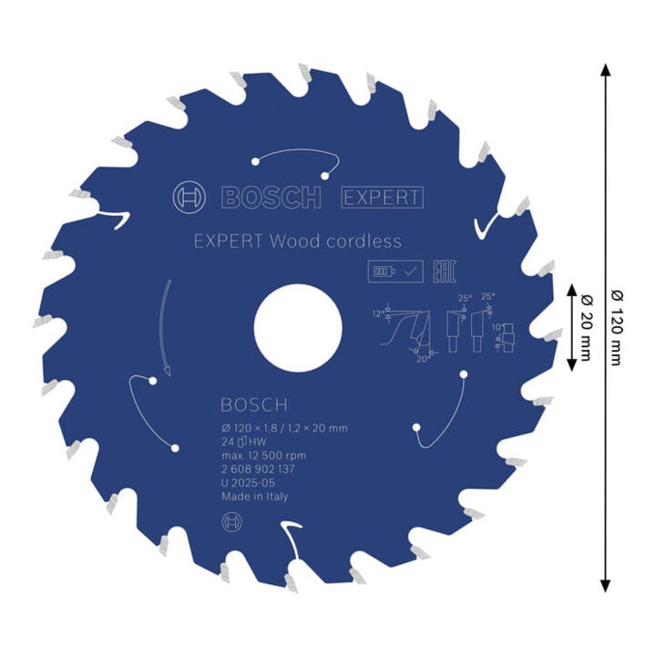 Bosch EXPERT Lame de scie circulaire pour bois, 120x20 mm, Z24