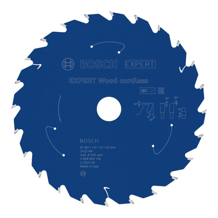 Bosch EXPERT Lame de scie circulaire pour bois, 160x1,45x20 mm, Z24