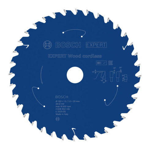 Bosch EXPERT Lame de scie circulaire pour bois, 160x1,45x20 mm, Z36