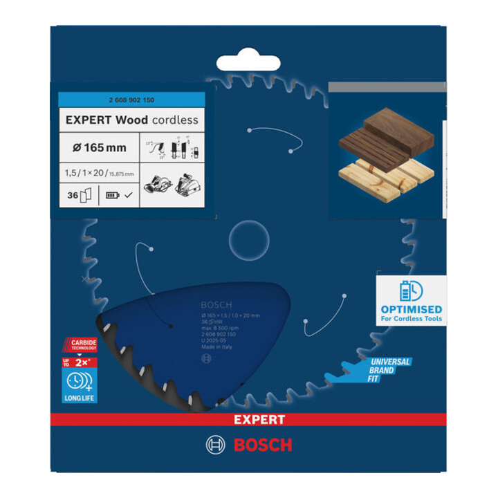 Bosch EXPERT Lame de scie circulaire pour bois, 165×1,45×20 mm, Z36