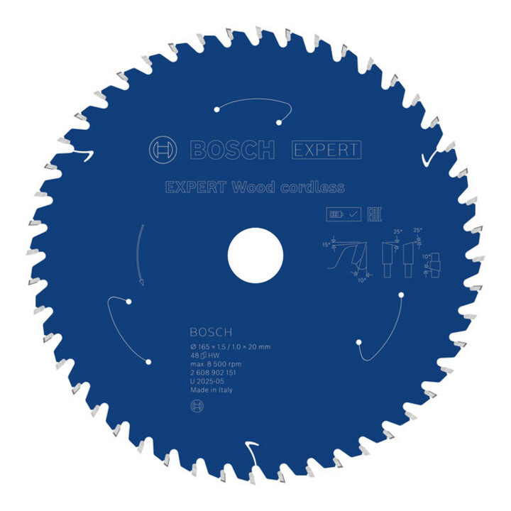 Bosch EXPERT Lame de scie circulaire pour bois, 165×1,45×20 mm, Z48