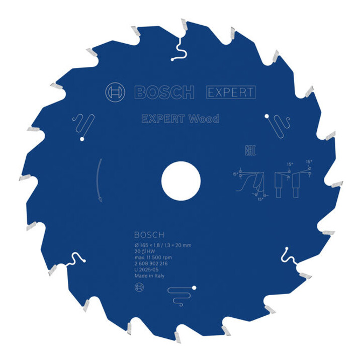 Bosch EXPERT Lame de scie circulaire pour bois, 165x20 mm, Z20