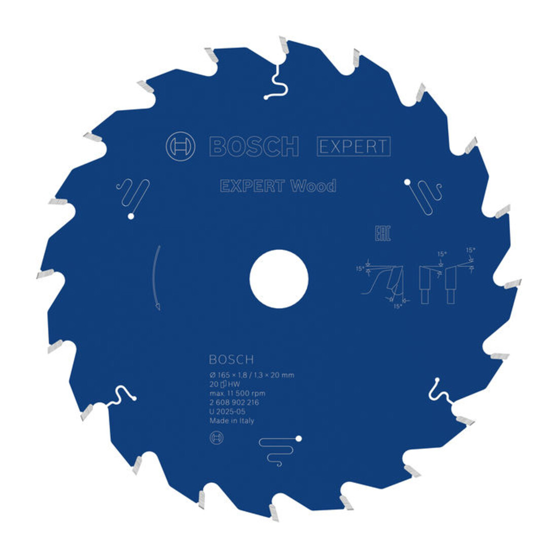 Bosch EXPERT Lame de scie circulaire pour bois, 165x20 mm, Z20