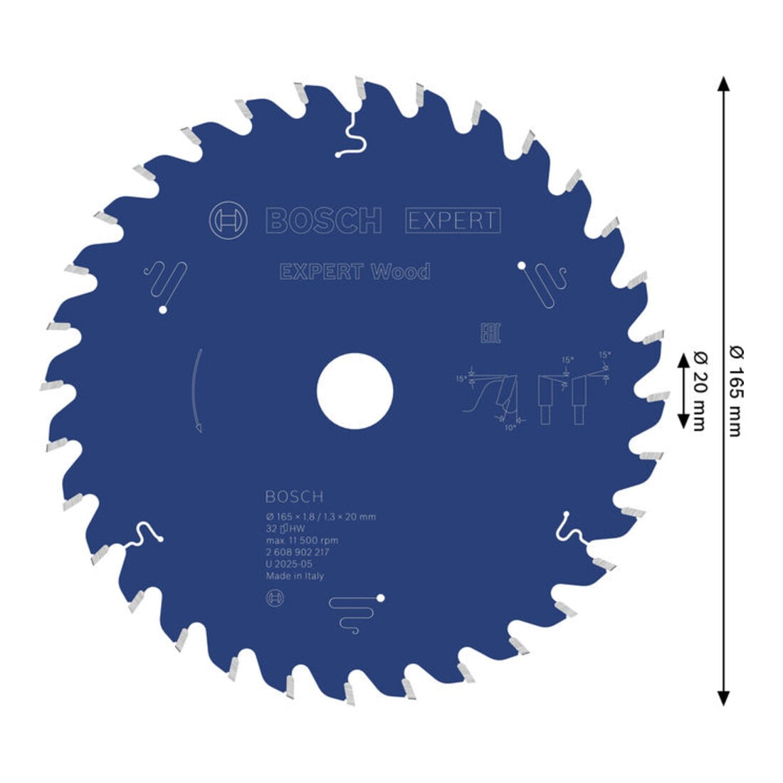 Bosch EXPERT Lame de scie circulaire pour bois, 165x20 mm, Z32