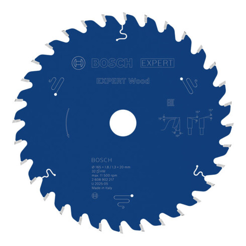 Bosch EXPERT Lame de scie circulaire pour bois, 165x20 mm, Z32