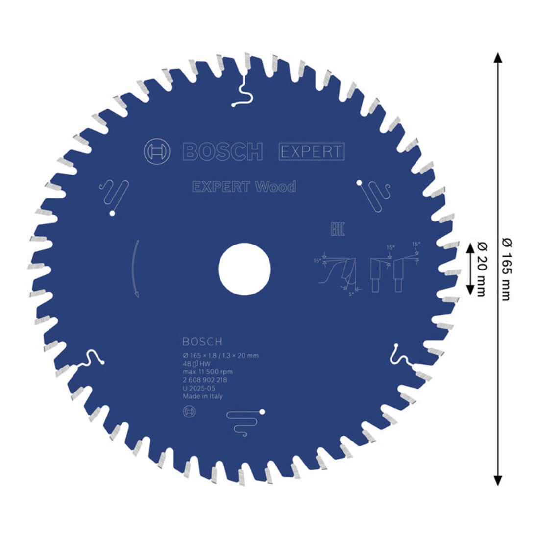Bosch EXPERT Lame de scie circulaire pour bois, 165x20 mm, Z48