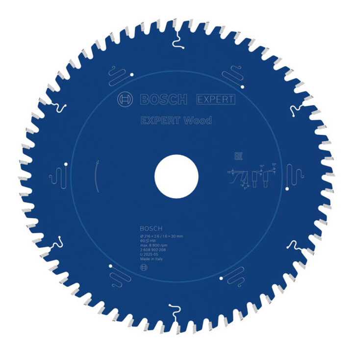 Bosch EXPERT Lame de scie circulaire pour bois, 216x30 mm, Z60