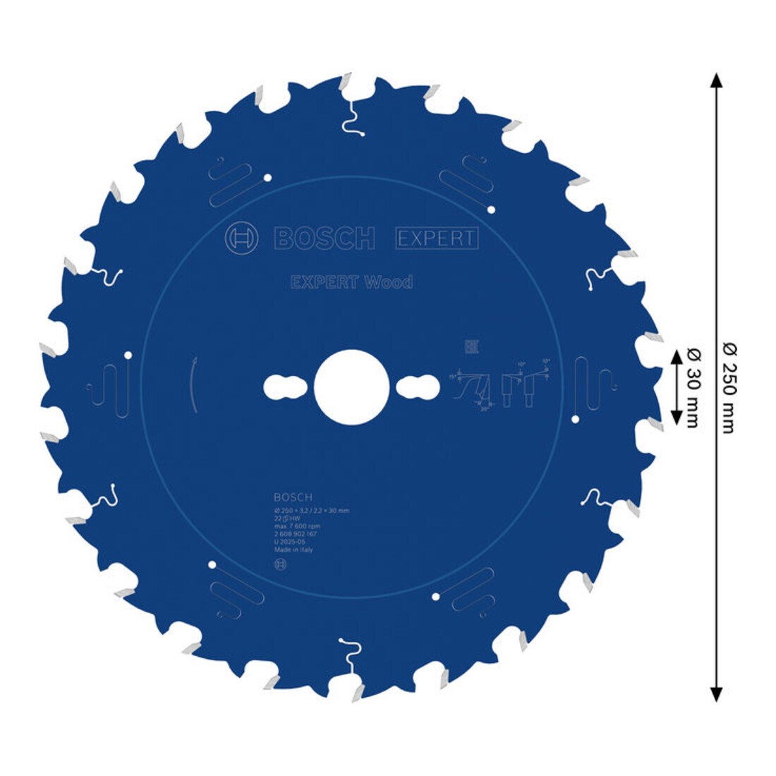 Bosch EXPERT Lame de scie circulaire pour bois, 250x30 mm, Z22