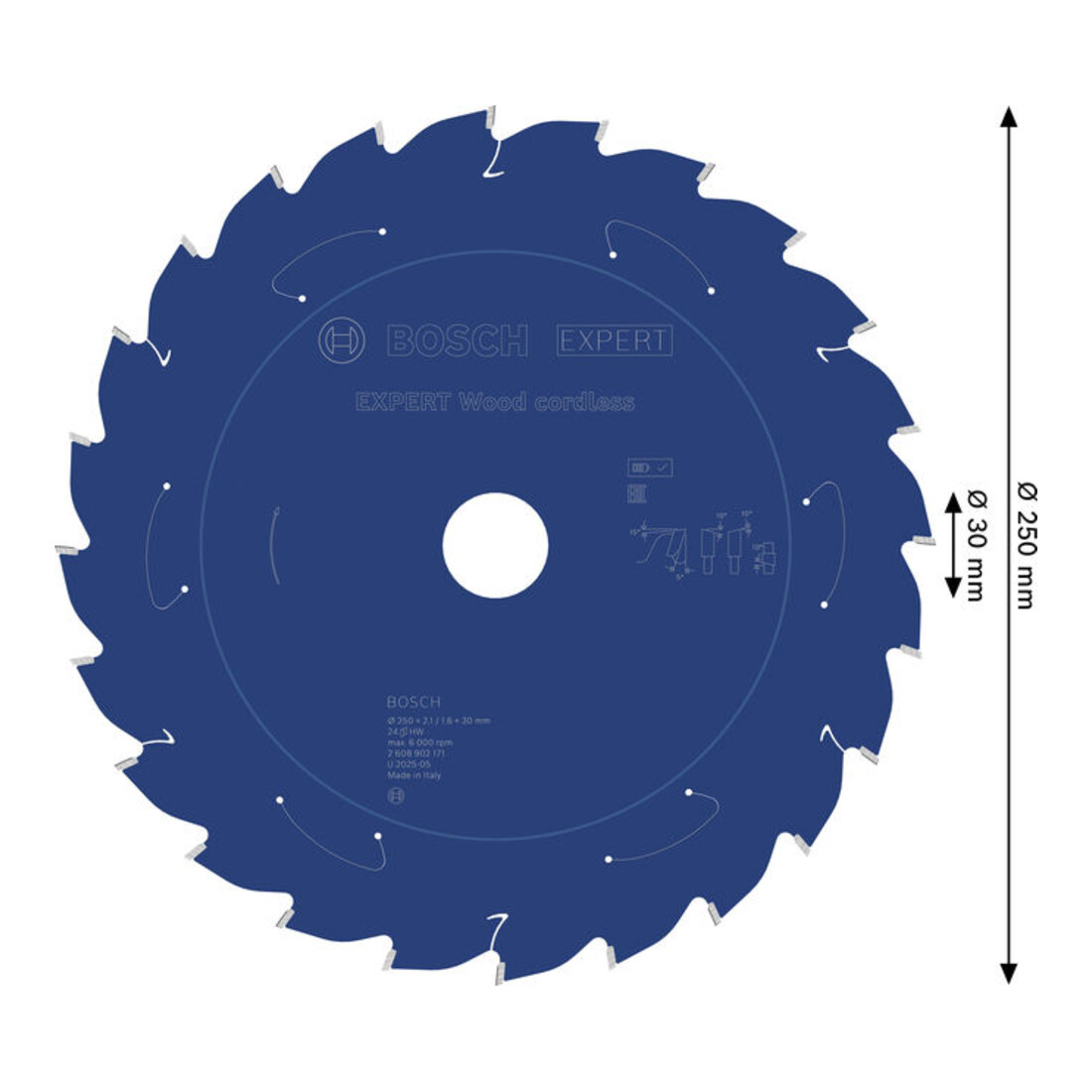 Bosch EXPERT Lame de scie circulaire pour bois, 250x30 mm, Z24