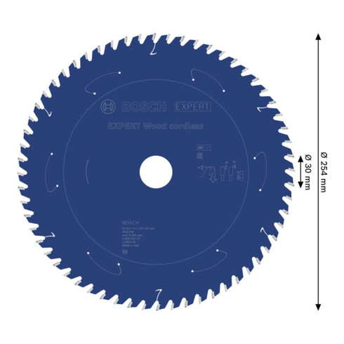 Bosch EXPERT Lame de scie circulaire pour bois, 254x1,6x30 mm, Z60