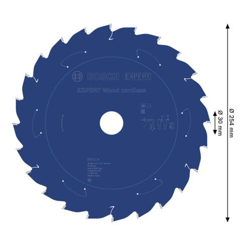 Bosch EXPERT Lame de scie circulaire pour bois, 254x2,1x30 mm, Z24
