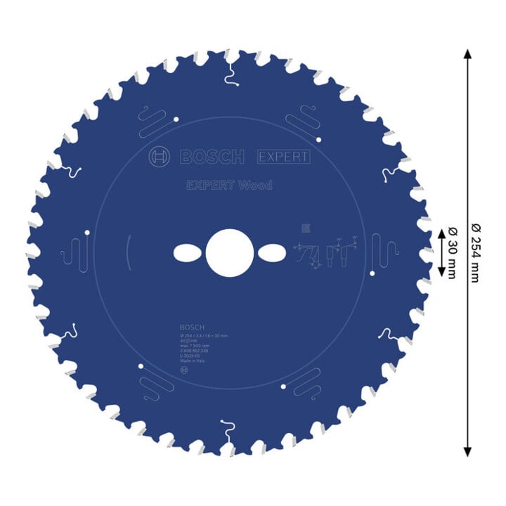Bosch EXPERT Lame de scie circulaire pour bois, 254x2,4x30 mm, Z40