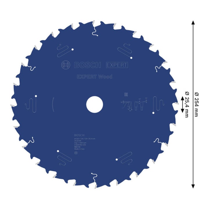 Bosch EXPERT Lame de scie circulaire pour bois, 254x25,4 mm, Z24