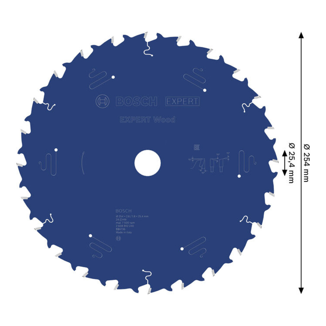 Bosch EXPERT Lame de scie circulaire pour bois, 254x25,4 mm, Z24