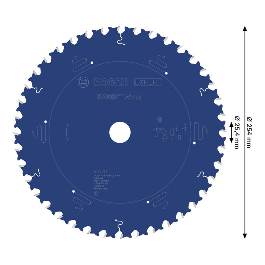 Bosch EXPERT Lame de scie circulaire pour bois, 254x25,4 mm, Z40
