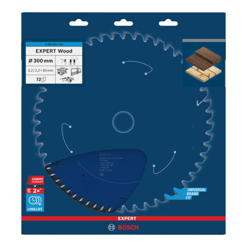 Bosch EXPERT Lame de scie circulaire pour bois, 300x3,2x30 mm, Z72