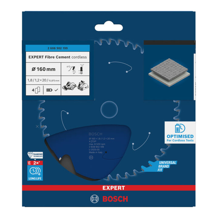 Bosch EXPERT Lame de scie circulaire pour fibrociment, 160x1,8x20 mm, Z4