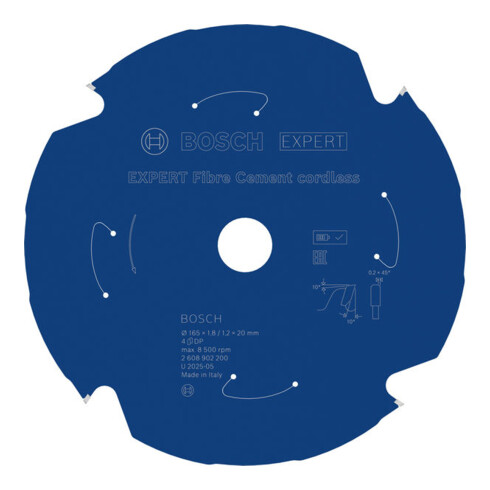 Bosch EXPERT Lame de scie circulaire pour fibrociment, 165x20 mm, Z4