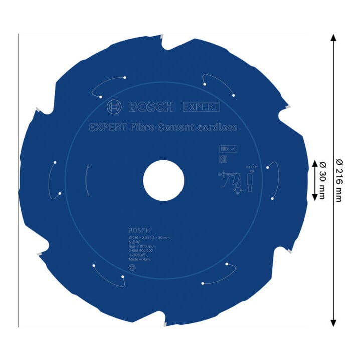 Bosch EXPERT Lame de scie circulaire pour fibrociment, 216x2x30 mm, Z6