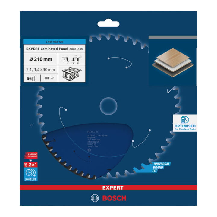 Bosch EXPERT Lame de scie circulaire pour panneau stratifié, 210x2,1x30 mm, Z66