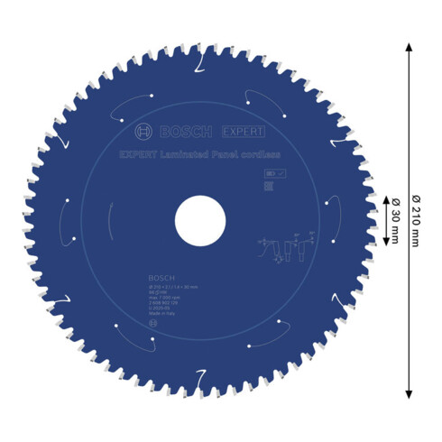 Bosch EXPERT Lame de scie circulaire pour panneau stratifié, 210x2,1x30 mm, Z66