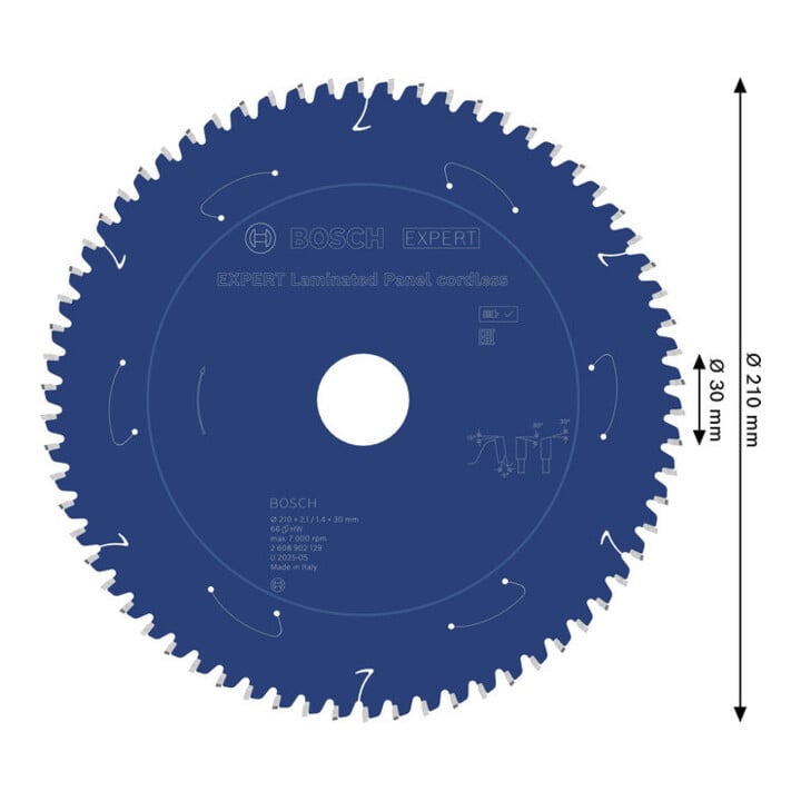 Bosch EXPERT Lame de scie circulaire pour panneau stratifié, 210x2,1x30 mm, Z66
