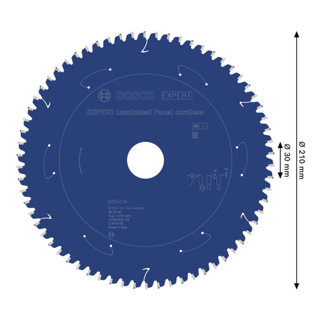 Bosch EXPERT Lame de scie circulaire pour panneau stratifié, 210x2,1x30 mm, Z66