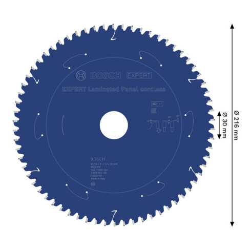 Bosch EXPERT Lame de scie circulaire pour panneau stratifié, 216×2,1×30 mm, Z66