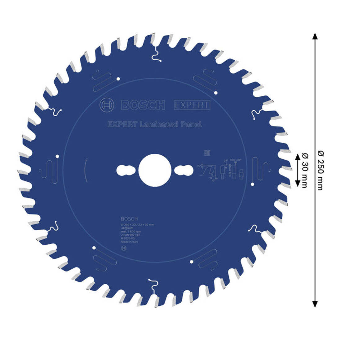 Bosch EXPERT Lame de scie circulaire pour panneaux stratifiés, 250x30 mm, Z48